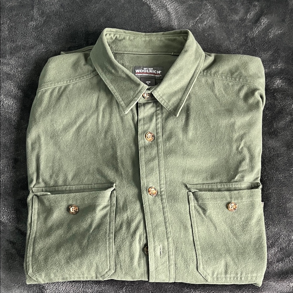 Woolrich Men's Olive Green Lightweight Shirt Jacket